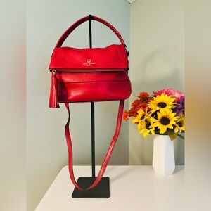 Kate Spade ♠️ Red Leather Convertible Shoulder Bag EUC
